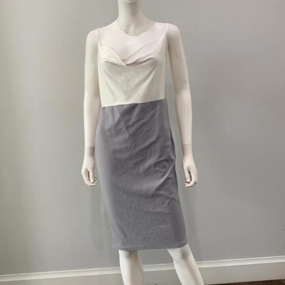 Misguided‎ dress cowl neck white & grey